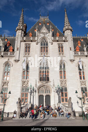 The Provincial court is the best example of how Bruges The market place (Grote Markt) Provinciaal Hof Stock Photo