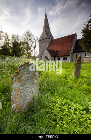 Berwick Church and grave yard near Alfriston, West Sussex in early spring Grade 1 listed building Stock Photo