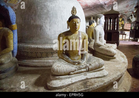 Buddha figures inside Dambulla cave Buddhist temple complex, Sri Lanka, Asia Stock Photo