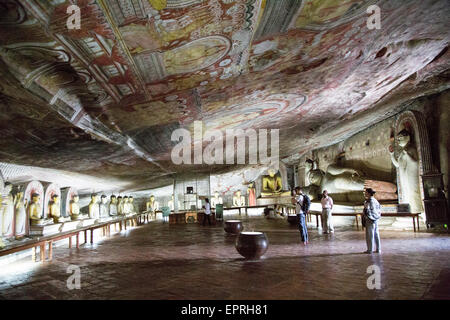 Buddha figures inside Dambulla cave Buddhist temple complex, Sri Lanka, Asia Stock Photo