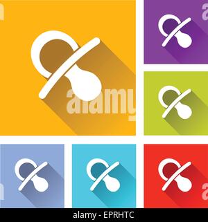 illustration of flat design set icons for baby Stock Vector