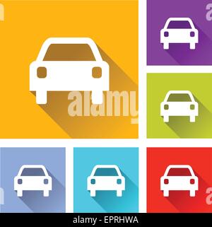 illustration of flat design set icons for car Stock Vector