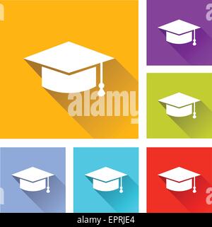 illustration of flat design set icons for education Stock Vector