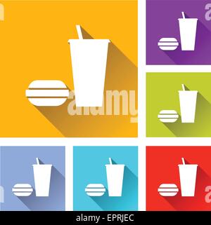 illustration of flat design set icons for food Stock Vector