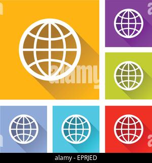 illustration of flat design set icons for globe Stock Vector