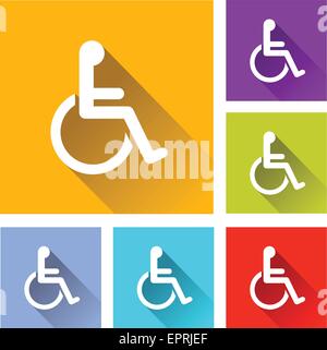 illustration of flat design set icons for handicap Stock Vector