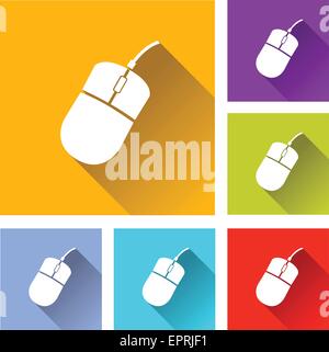 illustration of flat design set icons for computer mouse Stock Vector