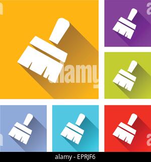 illustration of flat design set icons for paint brush Stock Vector
