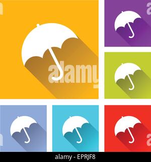 illustration of flat design set icons for umbrella Stock Vector