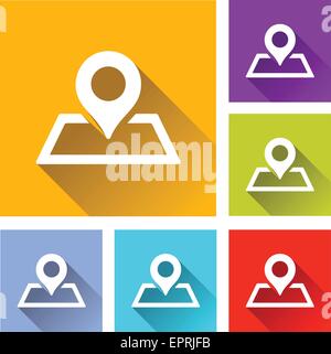 illustration of flat design set icons for map pin Stock Vector
