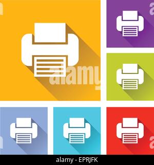 illustration of flat design set icons for printer Stock Vector