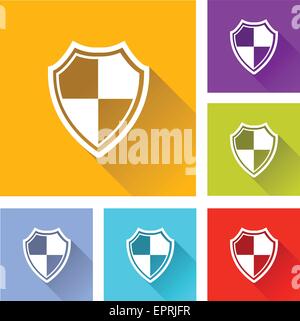 illustration of flat design set icons for shield Stock Vector