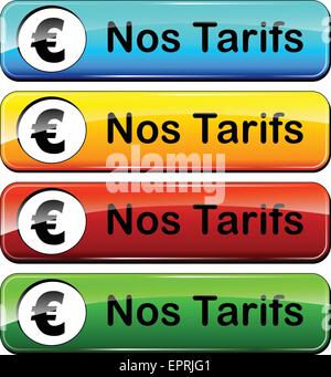 french translation for prices request web butttons set Stock Vector