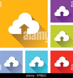 illustration of flat design set icons for upload cloud Stock Vector