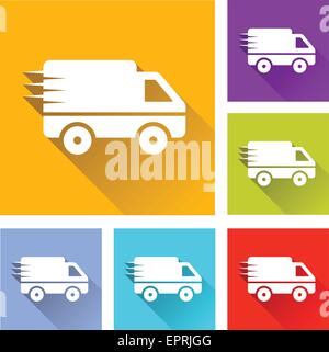 illustration of flat design set icons for van Stock Vector