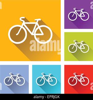 illustration of flat design set icons for bicycle Stock Vector