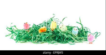 Colorful toy chickens Stock Photo