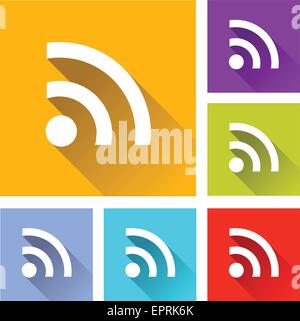 illustration of flat design set icons for wifi Stock Vector