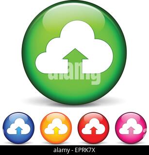 vector illustration of circle icons for cloud upload Stock Vector