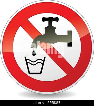 illustration of no drink water sign on white background Stock Vector