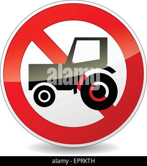 illustration of no tractor sign on white background Stock Vector