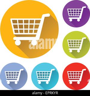 vector illustration of six colorful shopping icons Stock Vector