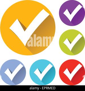 vector illustration of six colorful check mark icons Stock Vector