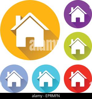 vector illustration of six colorful home icons Stock Vector