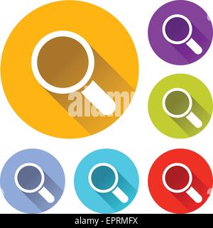 vector illustration of six colorful magnifying glass icons Stock Vector