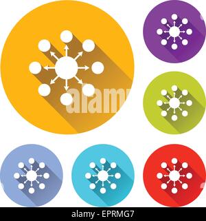 vector illustration of six colorful social media icons Stock Vector