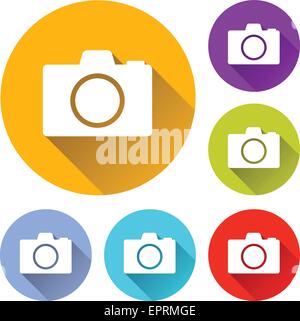 vector illustration of six colorful camera icons Stock Vector