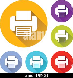 vector illustration of six colorful printer icons Stock Vector