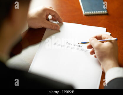 Corruption definition composition Stock Photo