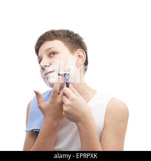 Young boy in a sleeveless shirt Stock Photo