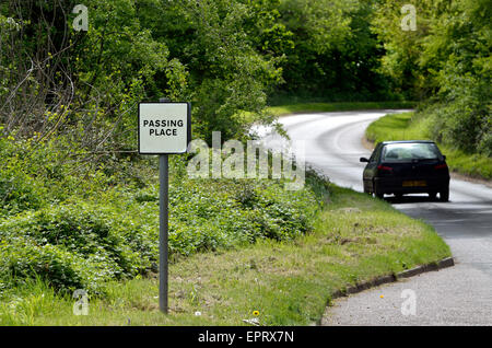 Norfolk, England, UK. Passing place on a narrow country road Stock Photo