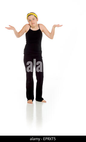 Model isolated on plain background in studio puzzled Stock Photo
