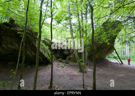 Remains of Martin Bormann bunker in Wolfsschanze, Hitler's Wolf's Lair Eastern Front military headquarters, eastern Poland Stock Photo