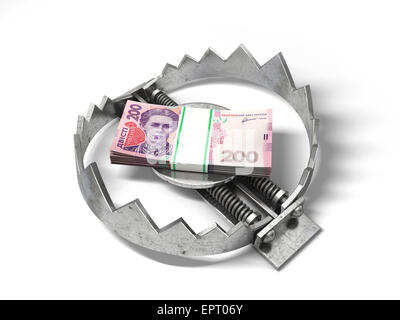 Stack of money in bear trap Stock Photo - Alamy