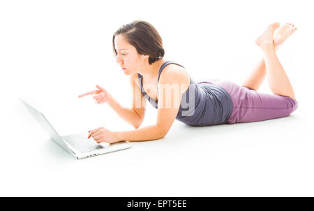 young adult caucasian woman isolated on a white background Stock Photo