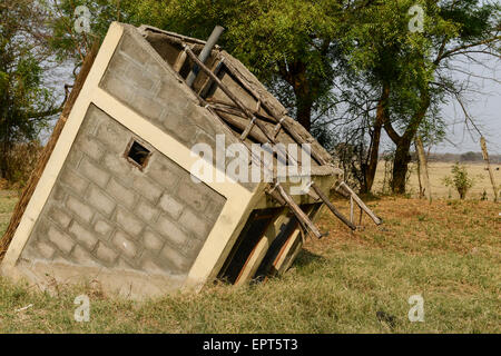 ETHIOPIA Gambela, damaged toilet house after flood Stock Photo