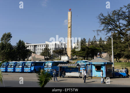 ETHIOPIA, Addis Ababa, Tiglachin monument with red star, is a memorial to Ethiopian and Cuban soldiers involved in the Ogaden War, built under rule of Mengistu Haile Mariam on Churchill Avenue / AETHIOPIEN, Addis Abeba, Churchill Road, Tiglachin Monument mit rotem Stern aus der kommunistischen Mengistu Ära Stock Photo