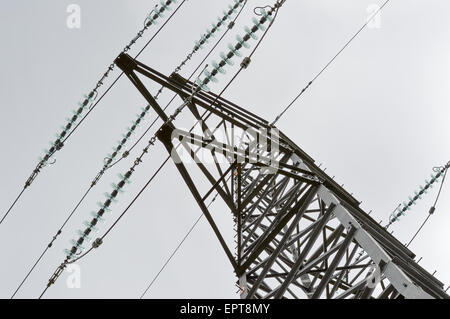 Close Up View of an Electricity Pylon Stock Photo