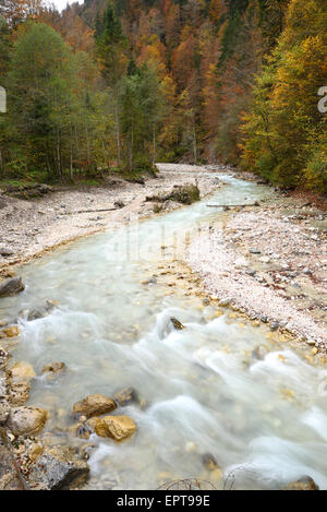 Scenic view of Partnach Gorge in autumn, Bavaria, Germany Stock Photo