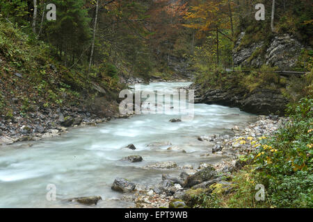 Scenic view of Partnach Gorge in autumn, Garmisch Partenkirchen District, Upper Bavaria, Germany Stock Photo