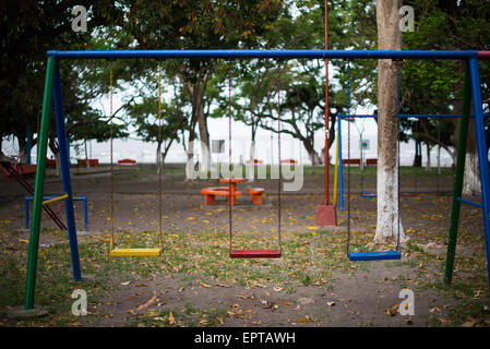 The lakefront along Lago Nicaragua next to Granada. Centro Turistico is a 2KM stretch of lakefront with parks, walkways, picnic areas, and restaurants. But it has evidently lacked funding for upkeep since opening. Stock Photo