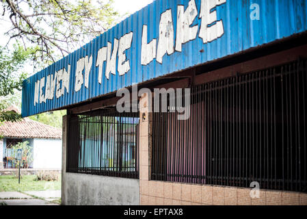 The lakefront along Lago Nicaragua next to Granada. Centro Turistico is a 2KM stretch of lakefront with parks, walkways, picnic areas, and restaurants. But it has evidently lacked funding for upkeep since opening. Stock Photo