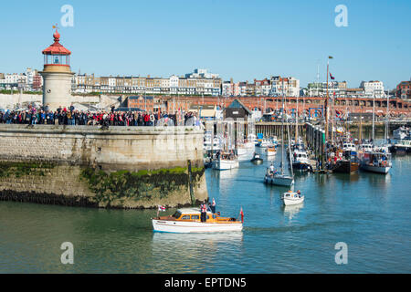 Ramsgate, Kent 21 May 2015. Motor Yacht and Dunkirk veteran, Chumley leaving Ramsgate Royal Harbour for Dunkirk. Credit:  Paul Martin/Alamy Live News Stock Photo