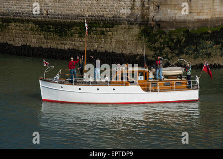 Ramsgate, Kent 21 May 2015. Motor Yacht and Dunkirk veteran, Thamesa leaving Ramsgate Royal Harbour for Dunkirk. Credit:  Paul Martin/Alamy Live News Stock Photo