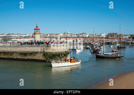 Ramsgate, Kent 21 May 2015. Motor Yacht and Dunkirk veteran, Mimosa leaving Ramsgate Royal Harbour for Dunkirk. Credit:  Paul Martin/Alamy Live News Stock Photo