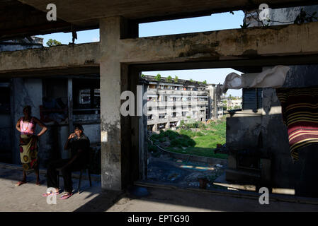 MOZAMBIQUE, Beira, Grande Hotel, opened 1955 during portuguese colonial time, today some thousand homeless people living here Stock Photo